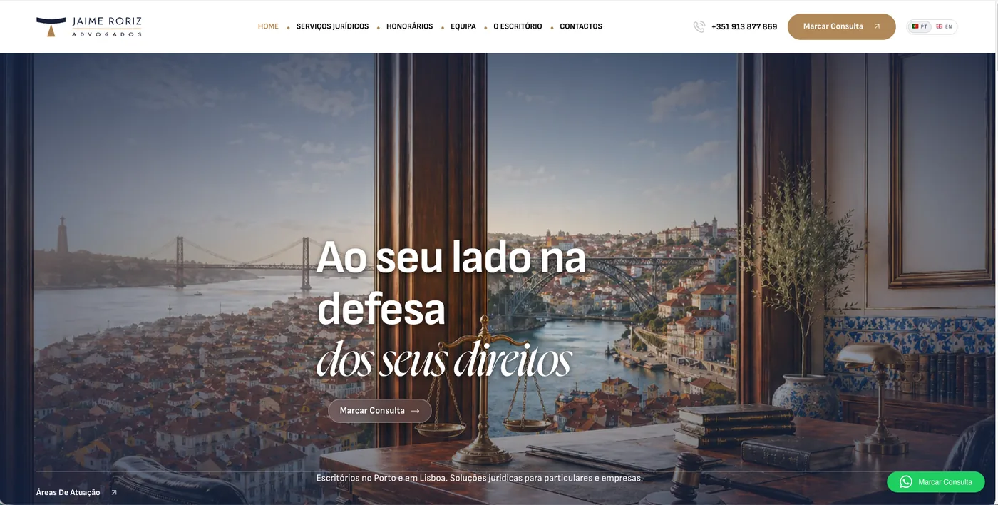 Website Jaime Roriz Advogados desenvolvido pela Social Media Partner